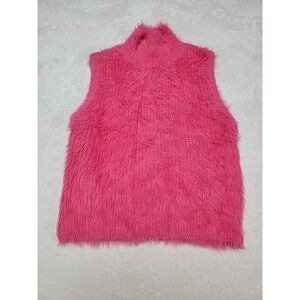 Jessica Simpson Furry Hot Pink Crop Sleeveless Knit Top Size Med